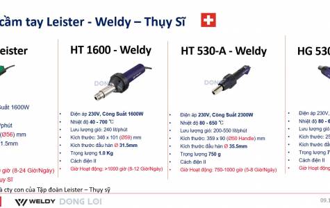 So sánh máy hàn nhựa HT 530-A và HG 530-A và HT1600, Triac ST, Triac AT thương hiệu Leister & Weldy